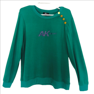 Anne Klein Sport Sweatshirt Women's Size Large‎ Green Long Sleeve Crew Neck